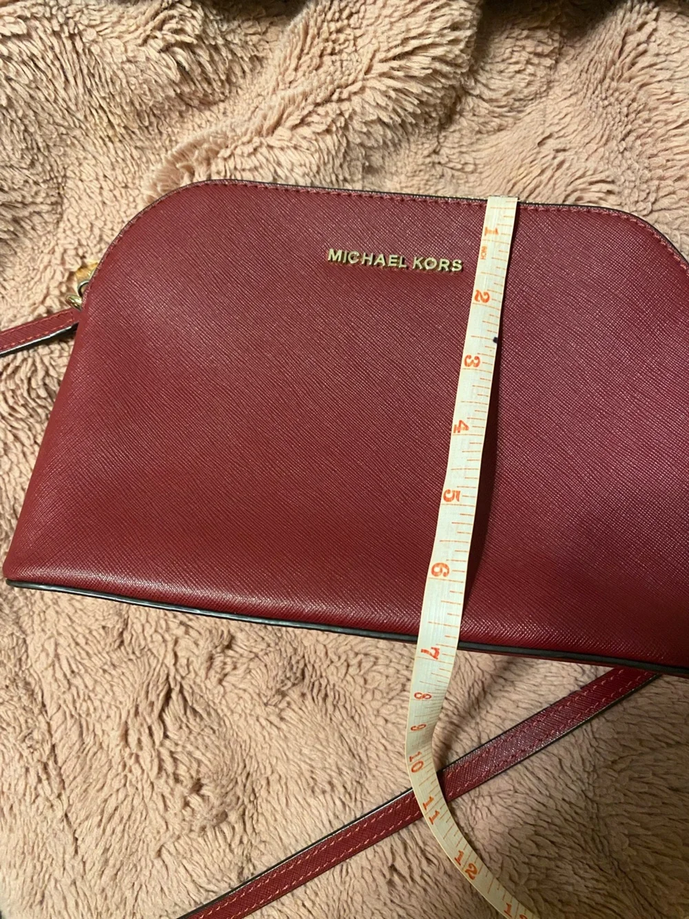Michael Kors Wine Red Crossbody with Gold Chain